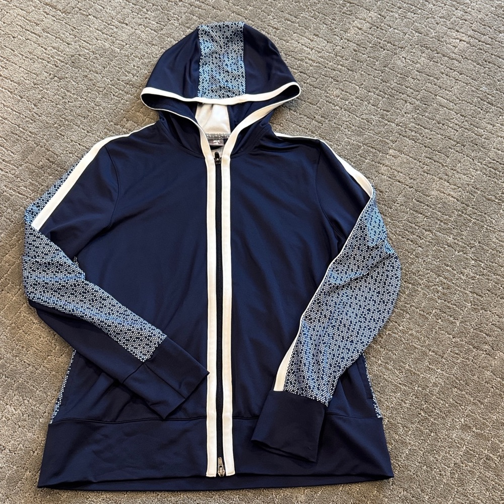 Puma Navy and White Zip-Up Hoodie
